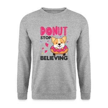 Cute Corgi funny animals in donut pun pink - Unisex Sweatshirt - salt & pepper - Front - Alina (178cm) & Michal (187cm)