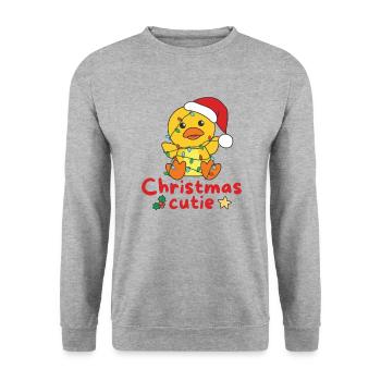 Duck Christmas Duck Christmas Cutie - Unisex Sweatshirt - salt & pepper - Front - Alina (178cm) & Michal (187cm)