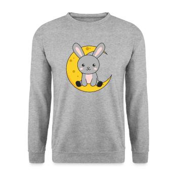 Lapin lune animaux mignons pour les enfants pour la nuit - Sweat-shirt Unisexe - gris chiné - Devant - Alina (178cm) & Michal (187cm)