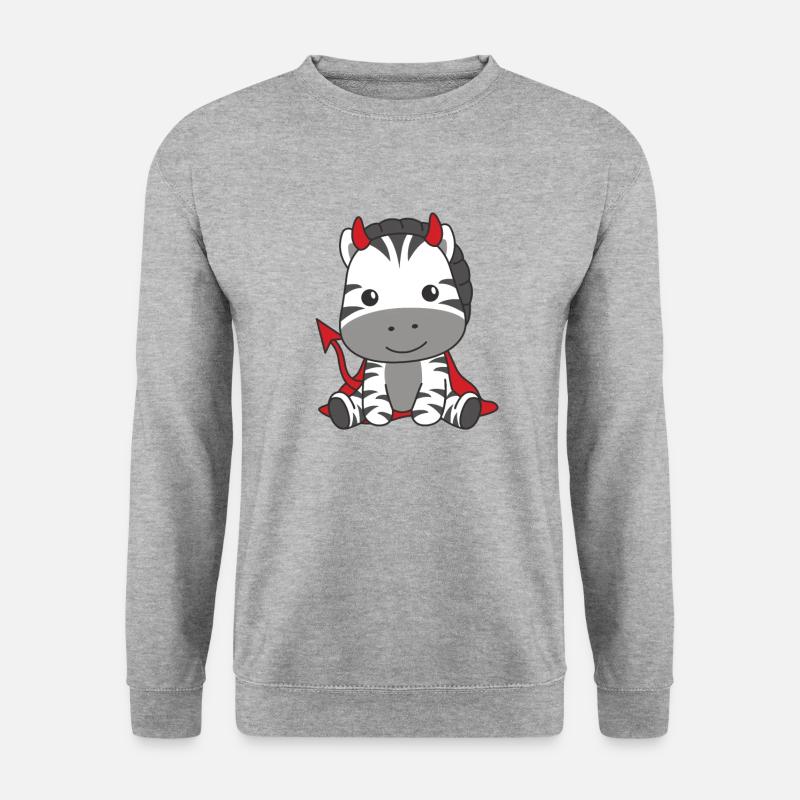 Zebra Happy Halloween Teufel Kostüm - Unisex Pullover - Weißgrau meliert