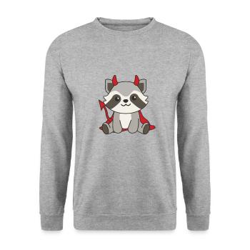 Raccoon Happy Halloween Devil Costume - Unisex Sweatshirt - salt & pepper - Front - Alina (178cm) & Michal (187cm)
