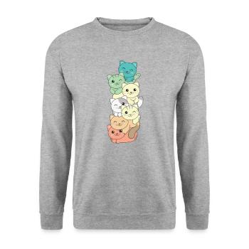 Genderfloren Flag Pride LGBTQ Cat Tower - Unisex Sweatshirt - salt & pepper - Front - Alina (178cm) & Michal (187cm)