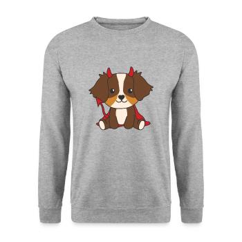 Australian Shepherd Happy Halloween Devil Costume - Unisex Sweatshirt - salt & pepper - Front - Alina (178cm) & Michal (187cm)