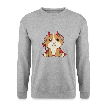 Cochon d’Inde Joyeux costume de diable d’Halloween - Sweat-shirt Unisexe - gris chiné - Devant - Alina (178cm) & Michal (187cm)