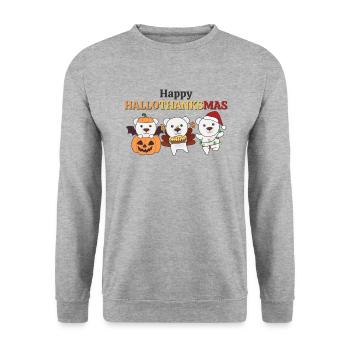 Joyeux Hallothanksmas Ours polaire Noël Ours polaires - Sweat-shirt Unisexe - gris chiné - Devant - Alina (178cm) & Michal (187cm)