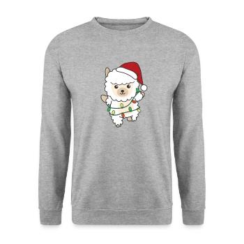 Alpaga Noël Animaux d’hiver Alpagas - Sweat-shirt Unisexe - gris chiné - Devant - Alina (178cm) & Michal (187cm)