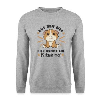 Aus Dem Weg Hier Kommt Ein Kitakind - Unisex Pullover - Weißgrau meliert - Vorne - Alina (178cm) & Michal (187cm)