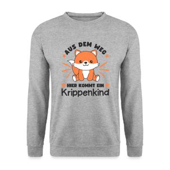 Aus Dem Weg Hier Kommt Ein Krippenkind Fuchs - Unisex Pullover - Weißgrau meliert - Vorne - Alina (178cm) & Michal (187cm)