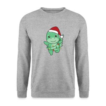 Dino Noël Animaux d’hiver Dinos - Sweat-shirt Unisexe - gris chiné - Devant - Alina (178cm) & Michal (187cm)
