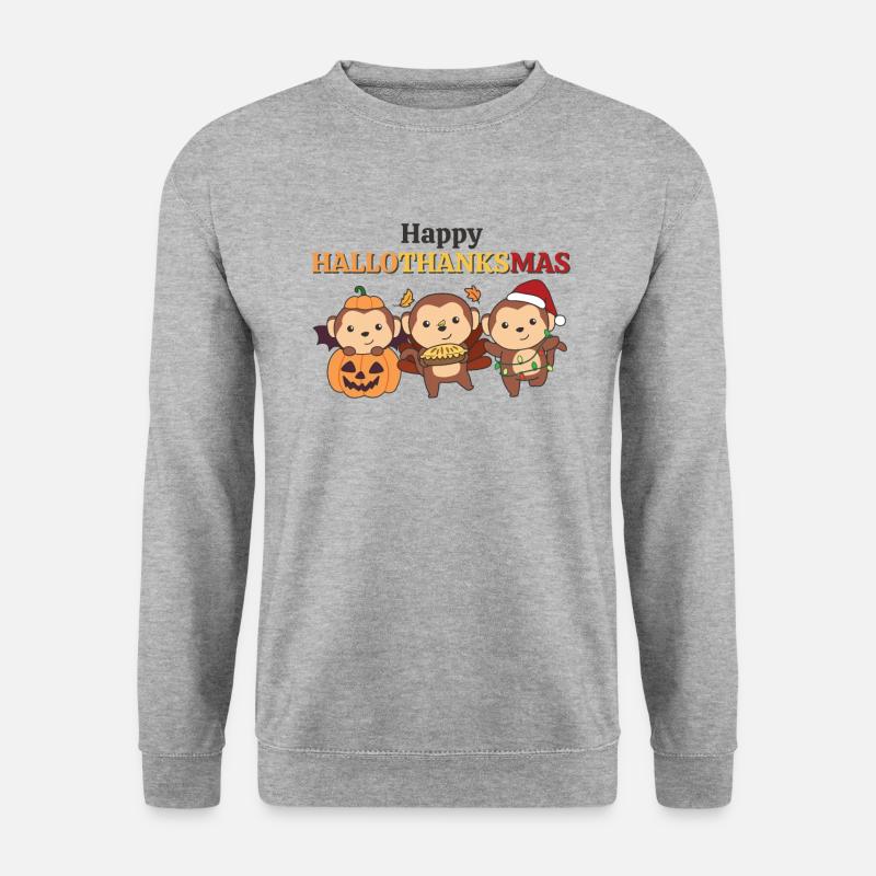 Happy Hallothanksmas Monkey Christmas Monkey - Unisex Sweatshirt - salt & pepper
