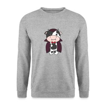 Vache Joyeux Halloween Mignon Costume de Vampire - Sweat-shirt Unisexe - gris chiné - Devant - Alina (178cm) & Michal (187cm)