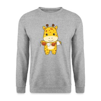 Girafe Joyeux costume fantôme de citrouille d’Halloween - Sweat-shirt Unisexe - gris chiné - Devant - Alina (178cm) & Michal (187cm)