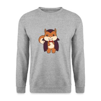 Squirrel Happy Halloween Cute Vampire Costume - Unisex Sweatshirt - salt & pepper - Front - Alina (178cm) & Michal (187cm)