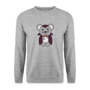 Maus Happy Halloween süßer Vampir Kostüm - Unisex Pullover - Weißgrau meliert - Vorne - Alina (178cm) & Michal (187cm)