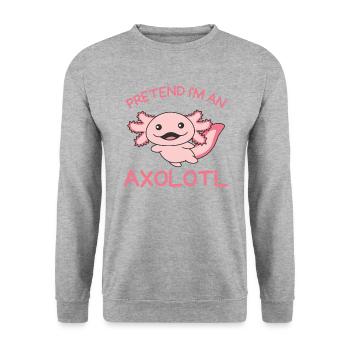 Stell dir vor ich bin ein Axolotl Halloween - Unisex Pullover - Weißgrau meliert - Vorne - Alina (178cm) & Michal (187cm)
