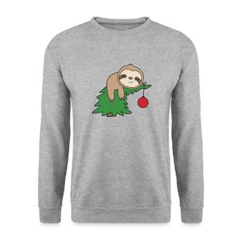 Merry Slothma's funny sloth Christmas tree - Unisex Sweatshirt - salt & pepper - Front - Alina (178cm) & Michal (187cm)
