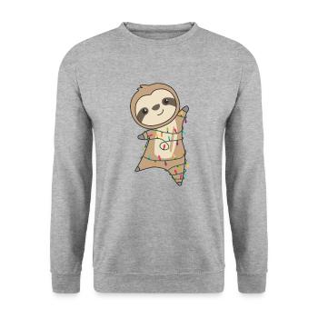 Faultier Weihnachten Weihnachtstiere süße Faultier - Unisex Pullover - Weißgrau meliert - Vorne - Alina (178cm) & Michal (187cm)