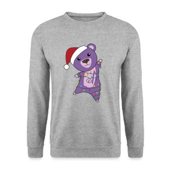 Ours Noël Hiver Animaux Ours - Sweat-shirt Unisexe - gris chiné - Devant - Alina (178cm) & Michal (187cm)