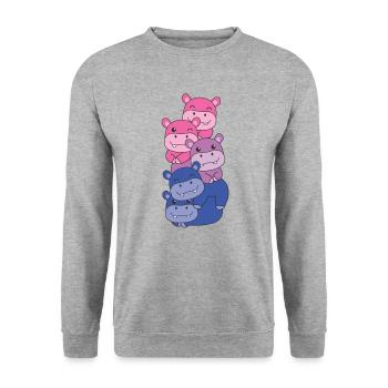 Bisexuel Drapeau Fierté LGBTQ Hippopotame mignon - Sweat-shirt Unisexe - gris chiné - Devant - Alina (178cm) & Michal (187cm)