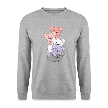 cupioromantic Flag Pride LGBTQ süße Maus - Unisex Pullover - Weißgrau meliert - Vorne - Alina (178cm) & Michal (187cm)