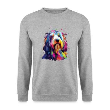 Aquarelle coloré Bearded Collie - Sweat-shirt Unisexe - gris chiné - Devant - Alina (178cm) & Michal (187cm)