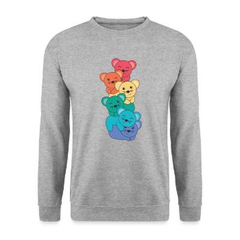 Rainbow Mouse Cute Colorful Mouse for Kids - Unisex Sweatshirt - salt & pepper - Front - Alina (178cm) & Michal (187cm)