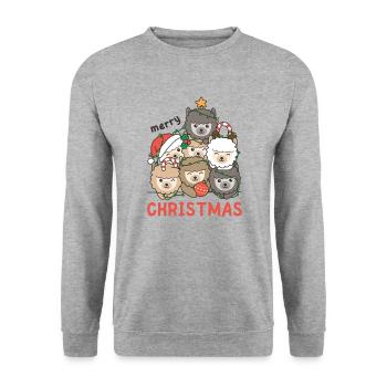 Sapin de Noël en alpaga Joyeux Noël - Sweat-shirt Unisexe - gris chiné - Devant - Alina (178cm) & Michal (187cm)