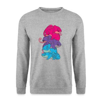androgyn Flag Pride LGBTQ süße Chamäleon - Unisex Pullover - Weißgrau meliert - Vorne - Alina (178cm) & Michal (187cm)