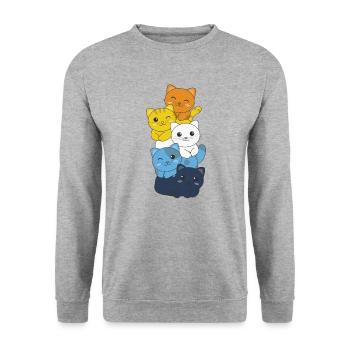 Aroace Flag Pride LGBTQ Cute Cats Bunch - Unisex Sweatshirt - salt & pepper - Front - Alina (178cm) & Michal (187cm)