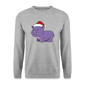 Hippo Christmas Winter Animals Hippos - Unisex Sweatshirt - salt & pepper - Front - Alina (178cm) & Michal (187cm)