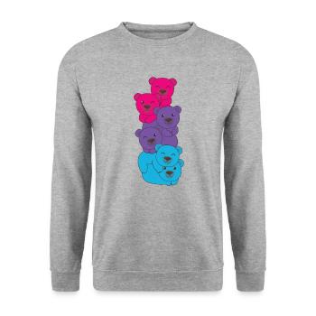 androgyn Flag Pride LGBTQ süße Bär - Unisex Pullover - Weißgrau meliert - Vorne - Alina (178cm) & Michal (187cm)