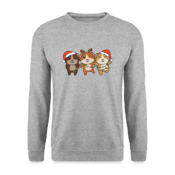 Guinea Pig Christmas Winter Animals - Unisex Sweatshirt - salt & pepper - Front - Alina (178cm) & Michal (187cm)