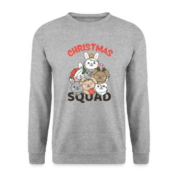 Hase Weihnachtsbaum Christmas Squad Hasen - Unisex Pullover - Weißgrau meliert - Vorne - Alina (178cm) & Michal (187cm)