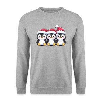 Pingouin Noël Animaux Pingouins mignons - Sweat-shirt Unisexe - gris chiné - Devant - Alina (178cm) & Michal (187cm)