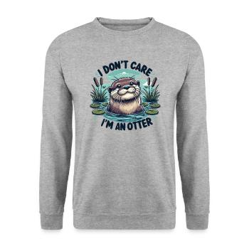 Je m’en fiche, je suis une loutre. - Loutre mignonne - Sweat-shirt Unisexe - gris chiné - Devant - Alina (178cm) & Michal (187cm)