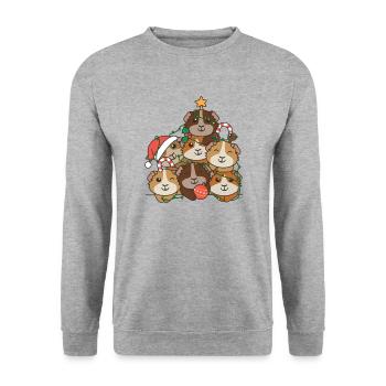 Cochon d’Inde arbre de Noël drôle Animal - Sweat-shirt Unisexe - gris chiné - Devant - Alina (178cm) & Michal (187cm)