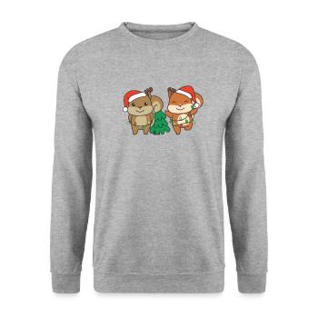 Squirrel, Christmas, Winter, Animals, Squirrel - Unisex Sweatshirt - salt & pepper - Front - Alina (178cm) & Michal (187cm)