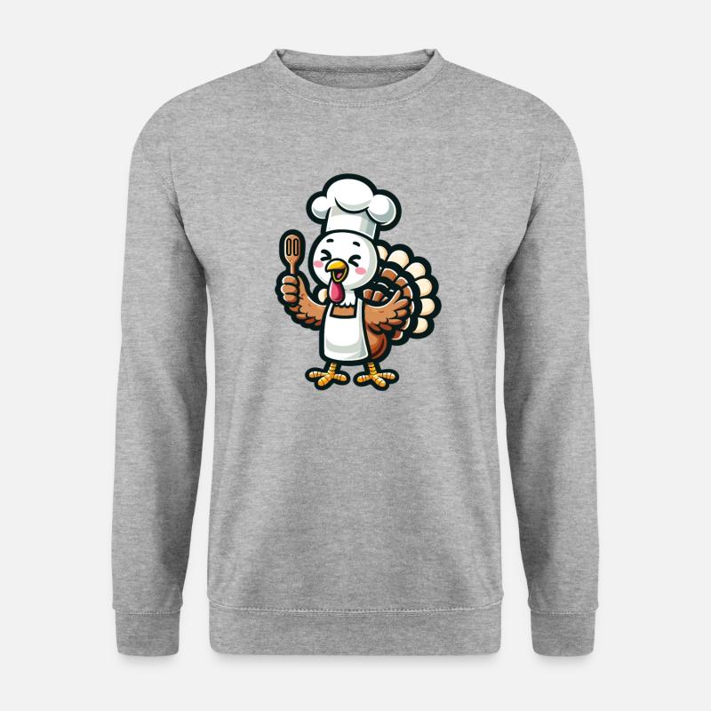 Thanksgiving Truthahn Koch - Unisex Pullover - Weißgrau meliert