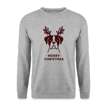 Boxer Noël Hiver Animaux Chiens - Sweat-shirt Unisexe - gris chiné - Devant - Alina (178cm) & Michal (187cm)