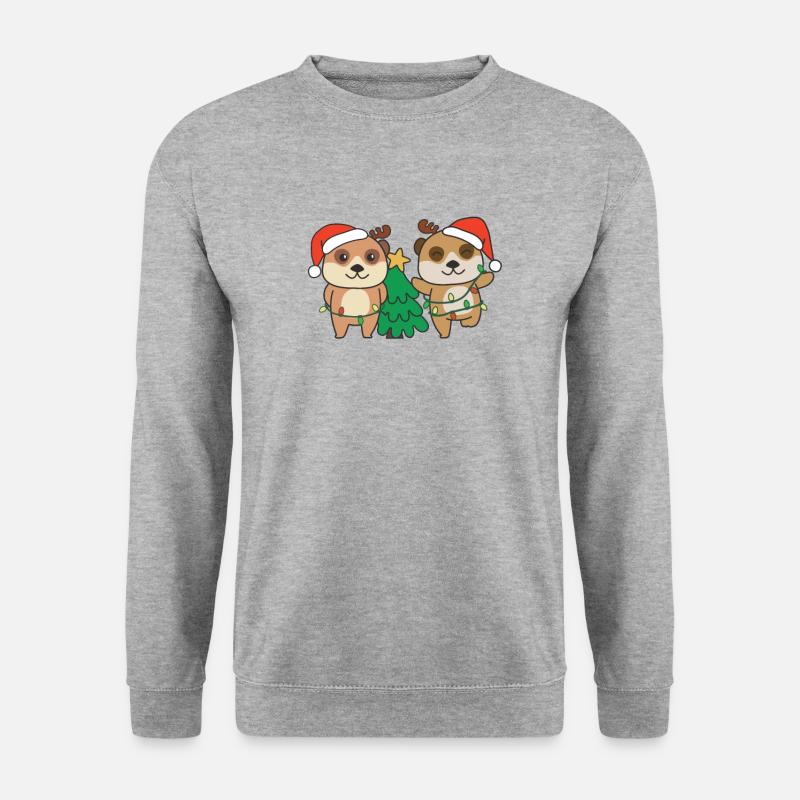 Erdmännchen Weihnachten Winter Tiere Erdmännchen - Unisex Pullover - Weißgrau meliert