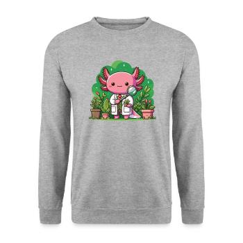 Axolotl als Hobbie Gärtner Biologe Forscher - Unisex Pullover - Weißgrau meliert - Vorne - Alina (178cm) & Michal (187cm)