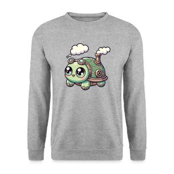 Kawaii Steampunk Turtle Fantasy Turtle - Unisex Sweatshirt - salt & pepper - Front - Alina (178cm) & Michal (187cm)