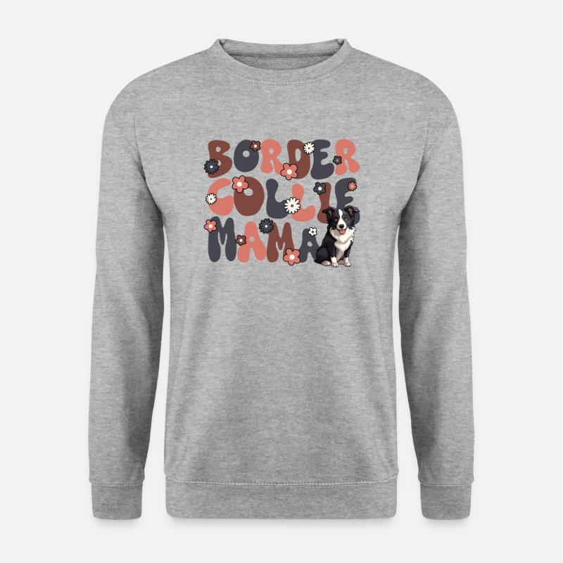 Border Collie Groovy Border Collie Mama - Unisex Pullover - Weißgrau meliert