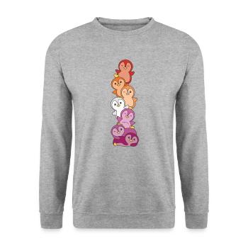 Lesbienne Drapeau Pride LGBTQ Pingouin mignon - Sweat-shirt Unisexe - gris chiné - Devant - Alina (178cm) & Michal (187cm)