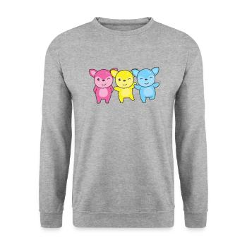 Pansexuel Drapeau Fierté LGBTQ Cerf mignon - Sweat-shirt Unisexe - gris chiné - Devant - Alina (178cm) & Michal (187cm)