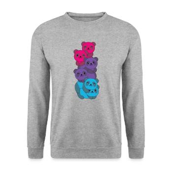 androgyn Flag Pride LGBTQ süße Panda - Unisex Pullover - Weißgrau meliert - Vorne - Alina (178cm) & Michal (187cm)