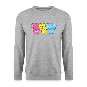 Pansexuel Drapeau Fierté LGBTQ Éléphant mignon - Sweat-shirt Unisexe - gris chiné - Devant - Alina (178cm) & Michal (187cm)