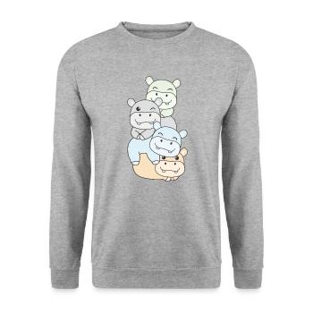 Unlabeld Flag Pride LGBTQ Cute Hippo - Unisex Sweatshirt - salt & pepper - Front - Alina (178cm) & Michal (187cm)