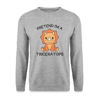 Stell dir vor ich bin ein Triceratops Halloween - Unisex Pullover - Weißgrau meliert - Vorne - Alina (178cm) & Michal (187cm)
