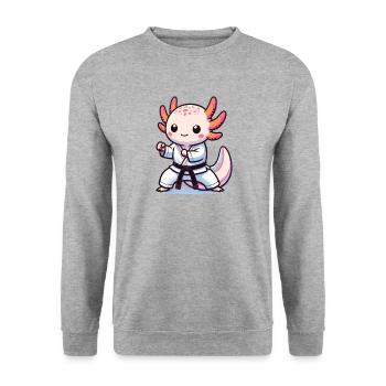 Sports Axolotls Martial Arts Karate Axolotl - Unisex Sweatshirt - salt & pepper - Front - Alina (178cm) & Michal (187cm)